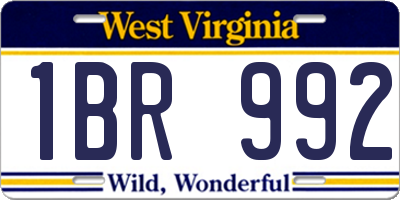 WV license plate 1BR992