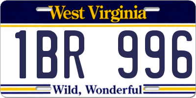 WV license plate 1BR996