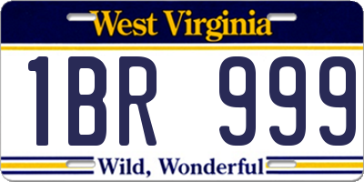 WV license plate 1BR999
