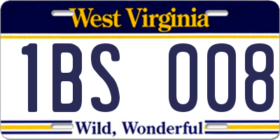 WV license plate 1BS008