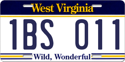 WV license plate 1BS011