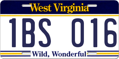 WV license plate 1BS016
