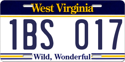 WV license plate 1BS017