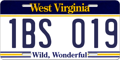 WV license plate 1BS019