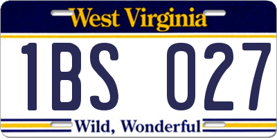 WV license plate 1BS027