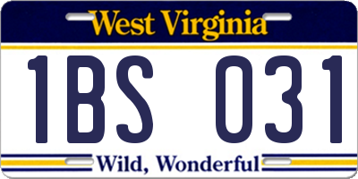 WV license plate 1BS031