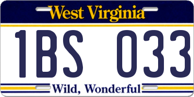 WV license plate 1BS033
