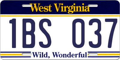 WV license plate 1BS037