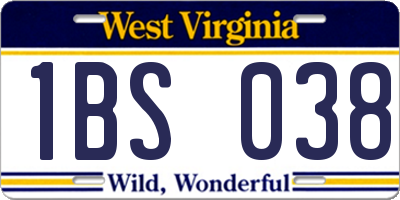 WV license plate 1BS038