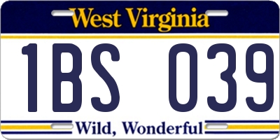 WV license plate 1BS039