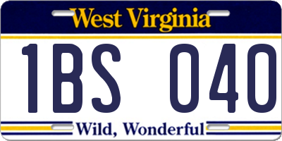 WV license plate 1BS040