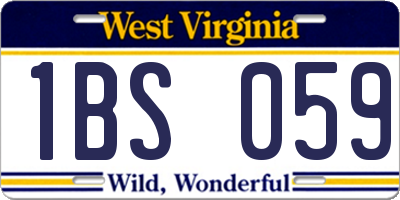 WV license plate 1BS059