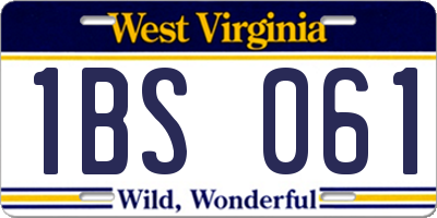 WV license plate 1BS061
