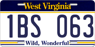 WV license plate 1BS063
