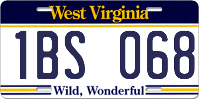 WV license plate 1BS068