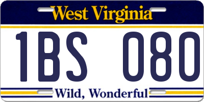 WV license plate 1BS080