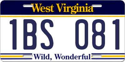 WV license plate 1BS081