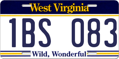 WV license plate 1BS083