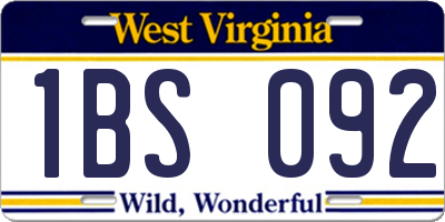 WV license plate 1BS092