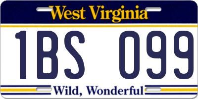 WV license plate 1BS099