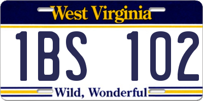 WV license plate 1BS102