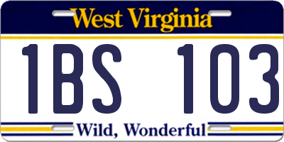 WV license plate 1BS103