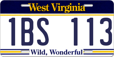 WV license plate 1BS113