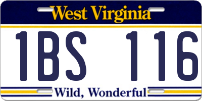 WV license plate 1BS116