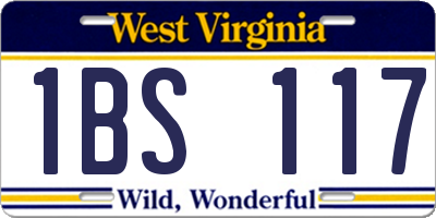 WV license plate 1BS117