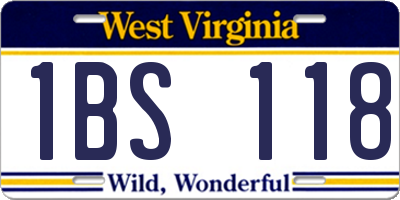 WV license plate 1BS118