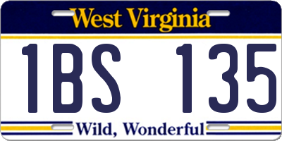 WV license plate 1BS135