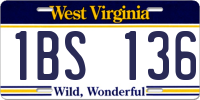 WV license plate 1BS136