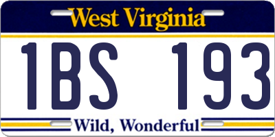 WV license plate 1BS193