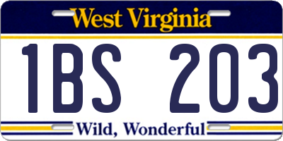 WV license plate 1BS203