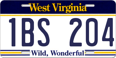 WV license plate 1BS204
