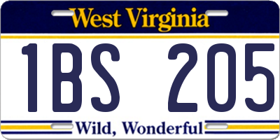 WV license plate 1BS205