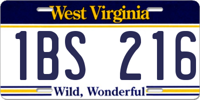 WV license plate 1BS216