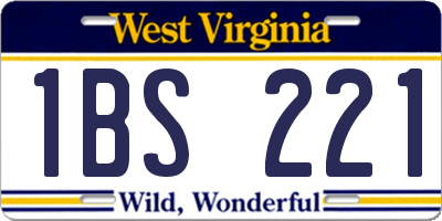 WV license plate 1BS221