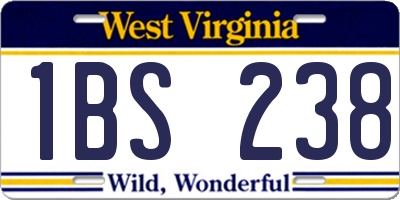 WV license plate 1BS238