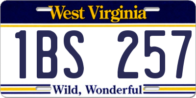 WV license plate 1BS257