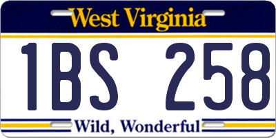 WV license plate 1BS258