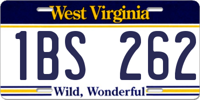 WV license plate 1BS262