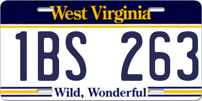 WV license plate 1BS263