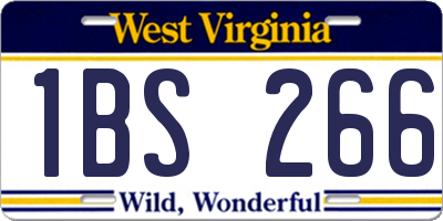 WV license plate 1BS266