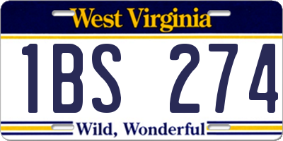 WV license plate 1BS274