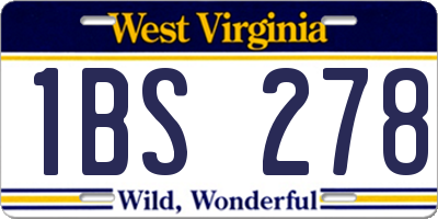 WV license plate 1BS278