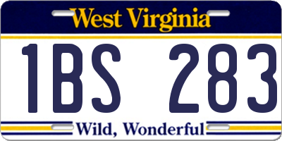 WV license plate 1BS283
