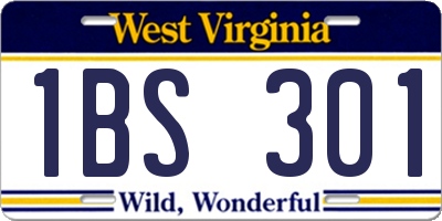 WV license plate 1BS301