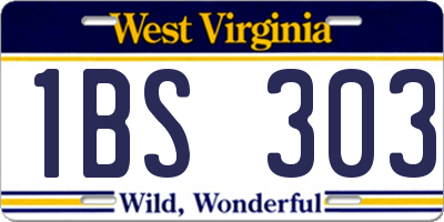 WV license plate 1BS303