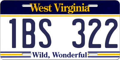 WV license plate 1BS322